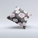 Pink and Black Rose Pattern V3 ink-Fuzed Decorative Throw Pillow
