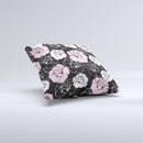 Pink and Black Rose Pattern V3 ink-Fuzed Decorative Throw Pillow