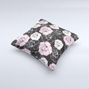 Pink and Black Rose Pattern V3 ink-Fuzed Decorative Throw Pillow