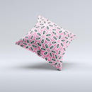 Pink and Black Vector Floral Pattern ink-Fuzed Decorative Throw Pillow