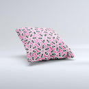 Pink and Black Vector Floral Pattern ink-Fuzed Decorative Throw Pillow