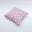 Pink and Black Vector Floral Pattern ink-Fuzed Decorative Throw Pillow