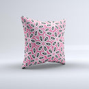 Pink and Black Vector Floral Pattern ink-Fuzed Decorative Throw Pillow