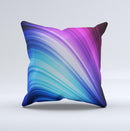 Pink and Blue Glowing Neon Wave ink-Fuzed Decorative Throw Pillow