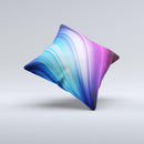 Pink and Blue Glowing Neon Wave ink-Fuzed Decorative Throw Pillow
