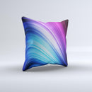Pink and Blue Glowing Neon Wave ink-Fuzed Decorative Throw Pillow
