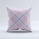 Pink and Blue Layered Plaid Pattern V4 ink-Fuzed Decorative Throw Pillow