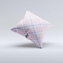 Pink and Blue Layered Plaid Pattern V4 ink-Fuzed Decorative Throw Pillow