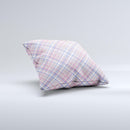 Pink and Blue Layered Plaid Pattern V4 ink-Fuzed Decorative Throw Pillow
