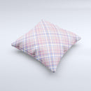 Pink and Blue Layered Plaid Pattern V4 ink-Fuzed Decorative Throw Pillow