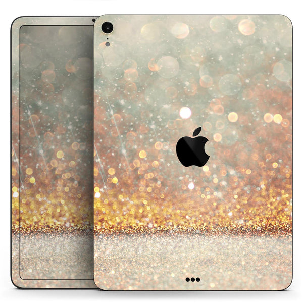 Pink and Gold Shimmering Lights  - Full Body Skin Decal for the Apple iPad Pro 12.9", 11", 10.5", 9.7", Air or Mini (All Models Available)