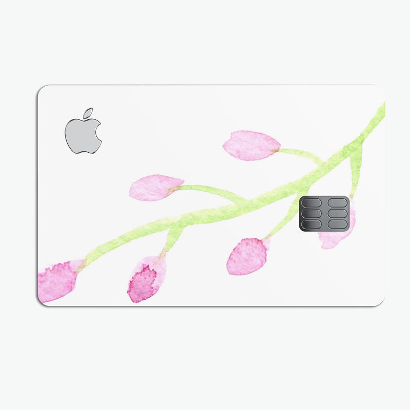 Pink and Green Olive Branch - Premium Protective Decal Skin-Kit for the Apple Credit Card