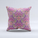 Pink and Green Paisley Seamless Pattern ink-Fuzed Decorative Throw Pillow