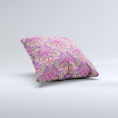 Pink and Green Paisley Seamless Pattern ink-Fuzed Decorative Throw Pillow