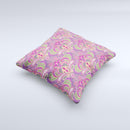 Pink and Green Paisley Seamless Pattern ink-Fuzed Decorative Throw Pillow