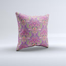 Pink and Green Paisley Seamless Pattern ink-Fuzed Decorative Throw Pillow