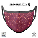 Pink and Orange Micro hearts Over Vintage Floral - Made in USA Mouth Cover Unisex Anti-Dust Cotton Blend Reusable & Washable Face Mask with Adjustable Sizing for Adult or Child