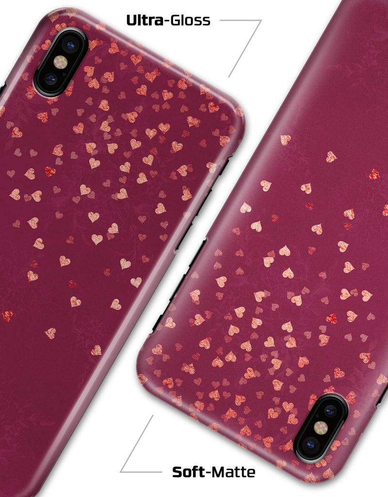 Pink and Orange Micro hearts Over Vintage Floral - iPhone X Clipit Case
