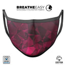 Pink and Red Geometric Triangles - Made in USA Mouth Cover Unisex Anti-Dust Cotton Blend Reusable & Washable Face Mask with Adjustable Sizing for Adult or Child
