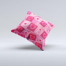 Pink and Red Hearts in Blocks ink-Fuzed Decorative Throw Pillow