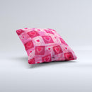 Pink and Red Hearts in Blocks ink-Fuzed Decorative Throw Pillow