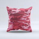 Pink and Red Tradtional Camouflage ink-Fuzed Decorative Throw Pillow
