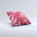 Pink and Red Tradtional Camouflage ink-Fuzed Decorative Throw Pillow
