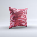 Pink and Red Tradtional Camouflage ink-Fuzed Decorative Throw Pillow