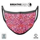Pink and Red Watercolor Hearts - Made in USA Mouth Cover Unisex Anti-Dust Cotton Blend Reusable & Washable Face Mask with Adjustable Sizing for Adult or Child