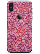 Pink and Red Watercolor Hearts - iPhone X Skin-Kit