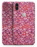 Pink and Red Watercolor Hearts - iPhone X Skin-Kit