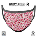 Pink and Red Watercolor Triangle Pattern - Made in USA Mouth Cover Unisex Anti-Dust Cotton Blend Reusable & Washable Face Mask with Adjustable Sizing for Adult or Child