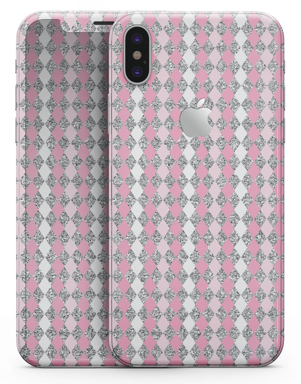 Pink and Silver Diamonds All Over - iPhone X Skin-Kit