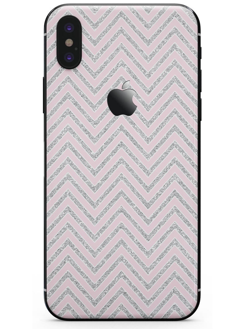 Pink and Silver Glitter Chevron - iPhone X Skin-Kit