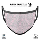 Pink and Silver Glitter Damask Pattern - Made in USA Mouth Cover Unisex Anti-Dust Cotton Blend Reusable & Washable Face Mask with Adjustable Sizing for Adult or Child
