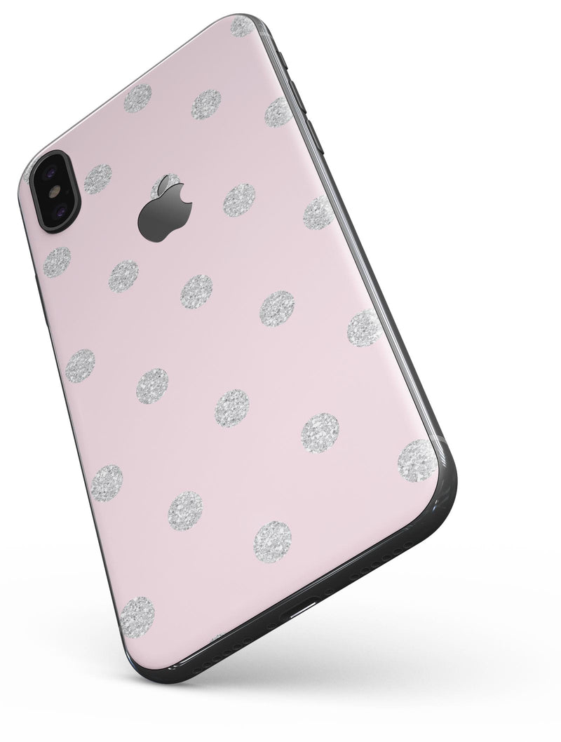 Pink and Silver Glitter Polkadots - iPhone X Skin-Kit