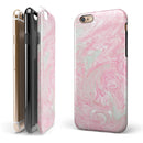 Pink and Teal Slate Marble Surface iPhone 6/6s or 6/6s Plus 2-Piece Hybrid INK-Fuzed Case