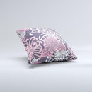 Pink and White Solid Flowers ink-Fuzed Decorative Throw Pillow