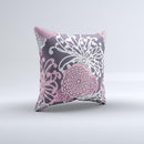 Pink and White Solid Flowers ink-Fuzed Decorative Throw Pillow