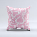 Pink and White Vector Swirly Heart Pattern ink-Fuzed Decorative Throw Pillow