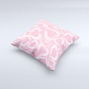 Pink and White Vector Swirly Heart Pattern ink-Fuzed Decorative Throw Pillow