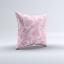 Pink and White Vector Swirly Heart Pattern ink-Fuzed Decorative Throw Pillow