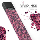 Pink and Wine Damask Watercolor Pattern - Premium Decal Protective Skin-Wrap Sticker compatible with the Juul Labs vaping device