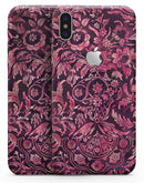 Pink and Wine Damask Watercolor Pattern - iPhone X Skin-Kit
