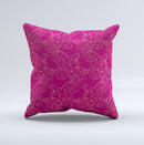 Pink and Yellow Floral Vine Pattern ink-Fuzed Decorative Throw Pillow