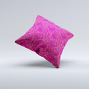 Pink and Yellow Floral Vine Pattern ink-Fuzed Decorative Throw Pillow