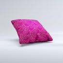 Pink and Yellow Floral Vine Pattern ink-Fuzed Decorative Throw Pillow