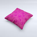 Pink and Yellow Floral Vine Pattern ink-Fuzed Decorative Throw Pillow