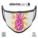 Pink and Yellow Pineapple - Made in USA Mouth Cover Unisex Anti-Dust Cotton Blend Reusable & Washable Face Mask with Adjustable Sizing for Adult or Child
