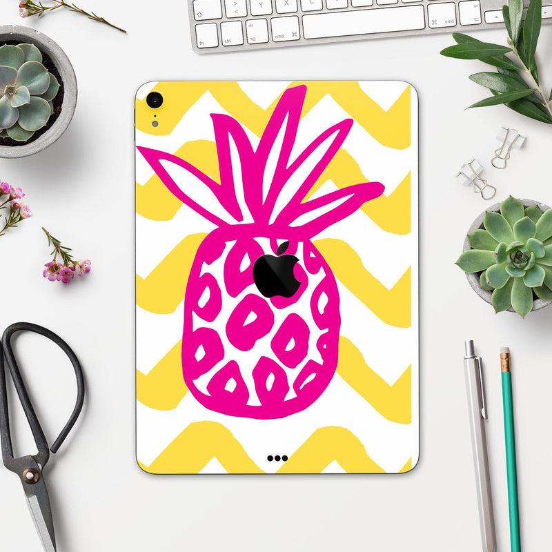Pink and Yellow Pineapple - Full Body Skin Decal for the Apple iPad Pro 12.9", 11", 10.5", 9.7", Air or Mini (All Models Available)